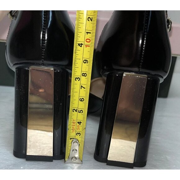 Kate Spade New York Serene Black Leather Iconic Spade Mirror Heels  Size 6.5M - Picture 5 of 15